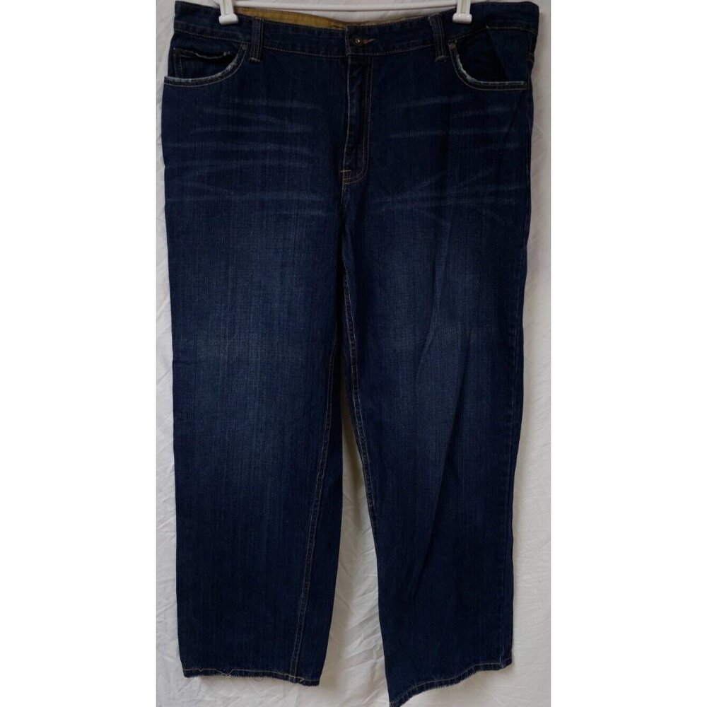 VTG Plugg Mens 42X32 Blue Distressed Wide Leg Loose Fit Skater Baggy 90's Y2K
